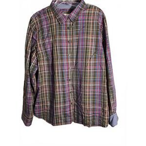Talbots Women’s XL Colorful Purple Plaid Button-Up Shirt